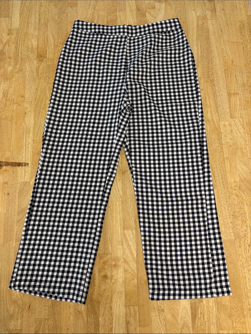 Showpo Gingham High Waisted Capri Pants 4 Black White Straight Leg Back Zipper